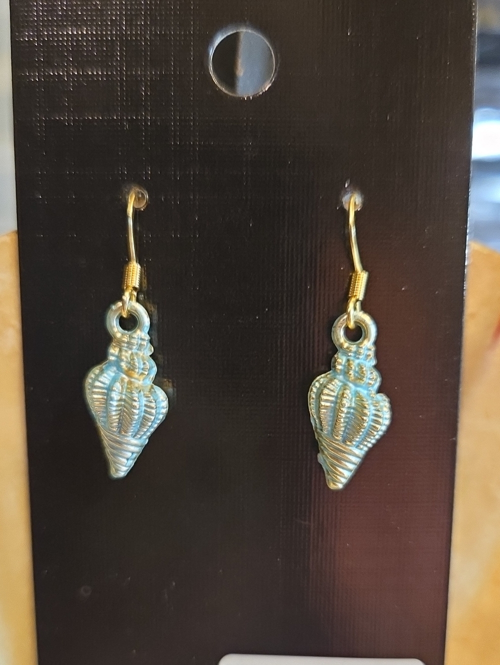 Gold-Tone Blue Seashell Drop Earrings - Women Jewelry